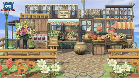 20 ACNH Shopping Center, Marketplace & Shop Ideas – FandomSpot Acnh Farmers Market, Animal Crossing Island Inspiration, Animal Crossing Island, Farmers Market Stand, Acnh Cottagecore, Ac New Leaf, Animal Crossing Guide, Animal Crossing Wild World, Acnh Ideas