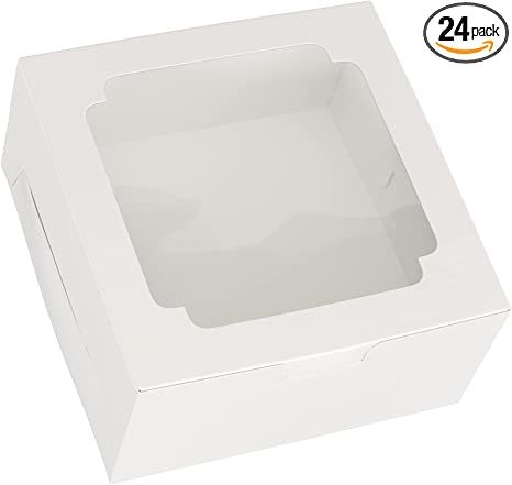 Amazon.com: 24pcs Bakery Boxes - 10x10x5 Inch White with Window Pastry Bakery Box for Cake, Pie, Dessert, Cookies, Donut and Cupcakes : Industrial & Scientific Box For Cakes Packing, Donut Delivery, Cupcake Branding, Pastry Packaging, Pie Box, Bakery Dessert, Dessert Box, Small Bakery, Dessert Cookies