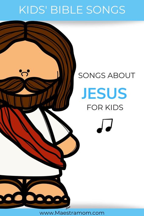 Let's sing Bible songs about Jesus! Discover 11 fun and simple songs to familiar tunes to teach little ones about Jesus. Bible songs for church, home, VBS, Sunday school, and Bible class. Free song downloads. Bible School Songs, Children's Church Songs, Childrens Bible Songs, Bible Songs For Kids, Sunday School Songs, Simple Songs, Church Songs, Bible Songs, Jesus Songs