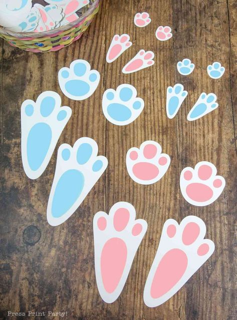 Bunny Tracks For Easter, Bunny Peep Template, Bunny Paw Prints, Easter Bunny Tracks, Bunny Footprint, Easter Favor Boxes, Easter Bunny Footprints, Bunny Paws, Kids Easter Party