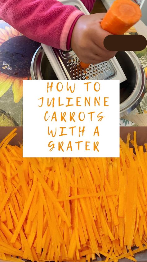 Carrots, Julienne Carrots, food recipe, vegans, stir fried, How To Julienne Carrots, How To Cut Carrots, Julienne Carrots, Julienne Vegetables, Box Grater, Green Veggies, Recipe Boards, Shredded Carrot, Baby Carrots