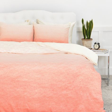 Social Proper Peach Ombre Duvet Cover | DENY Designs Home Accessories Peach Bedroom, Peach Bedding, Orange Duvet Covers, Colorful Duvet Covers, Contemporary Duvet Covers, Luxury Bedding Sets, Bed Linens Luxury, Deny Designs, Bed Duvet Covers