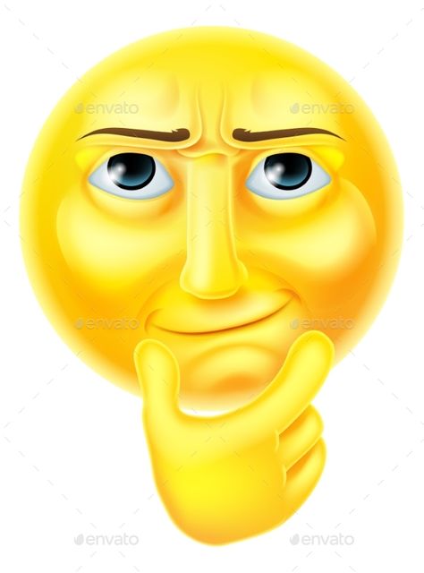 A thinking emoji emoticon smiley face character looking interested with hand on chin Art Sketchbook, Thinking Emoji, Hand On Chin, Honest Reaction, Creative Profile Picture, Face Characters, Photo Design, Smiley Face, Smiley