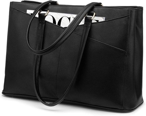 Amazon.com: LOVEVOOK Laptop Tote Bag for Women 15.6 Inch Waterproof Leather Computer Bags Business Office Work Briefcase Black : Electronics Leather Computer Bag, Money Purse, Sacs Design, Beige Purses, Aesthetic Bags, Laptop Tote Bag, White Clutch, Laptop Bag For Women, Minimalist Bag