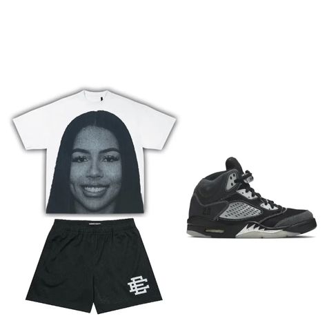 What The 5s Outfit Jordan, Mariah The Scientist Shirt Outfits, Mariah The Scientist Shirt, Eric Emanuel Shorts Outfit Women, Eric Emmanuel Shorts Outfit, Eric Emanuel Shorts Outfit, Streetwear Shorts Outfit, Mariah The Scientist Outfits, Eric Emanuel Shorts