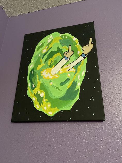 Rick And Morty Portal Painting, Rick Paintings, Portal Drawing, Canvas Art Mini, Dope Paintings, Portal Painting, Canvas Art Small, Rick And Morty Painting, Morty Painting