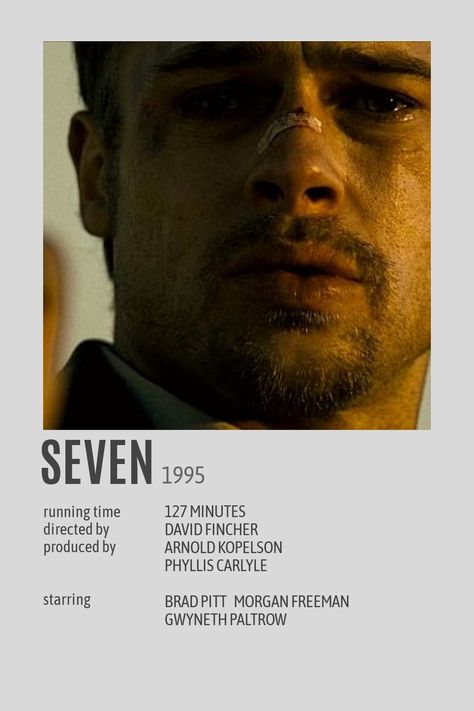 Seven Poster Movie, Seven Film Poster, Seven Brad Pitt, Seven Movie Poster, Polaroid Film Poster, Brad Pitt Poster, Seven Poster, Film Seven, Brad Pitt Movies