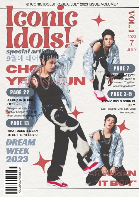 Yeonjun Magazine Cover, Magazine Cover Reference, Retro Magazine Aesthetic, Txt Poster Prints Aesthetic, Aesthetic Graphic Poster, Retro Magazine Covers Graphic Design, Retro Fashion Poster, Magazine Poster Aesthetic, Txt Art Print