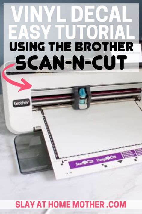 Learn how to scan, cut, and apply your own custom vinyl decals for your next #diy project using the Brother ScanNCut machine! #brother #scanncut #scanncut2 #diyprojects #vinyl #vinyldecals #decals #tutorial #cricut #cricutprojects #freeprintables #printables #slayathomemother Scanncut Files Free, Scan And Cut2 Brother Projects, Brother Scanncut Projects, Scan And Cut Projects Ideas, Brother Scan And Cut Projects, Scanncut Projects, Best Cricut Machine, Svg Files For Scan And Cut, Brother Ideas