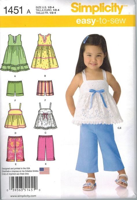 Toddler Sun Dress, Toddler Sewing Patterns, Toddler Summer Outfits, Simple Dress Pattern, Sewing Kids Clothes, Sewing Patterns Girls, Sewing Patterns For Kids, Simplicity Sewing, Top Cropped