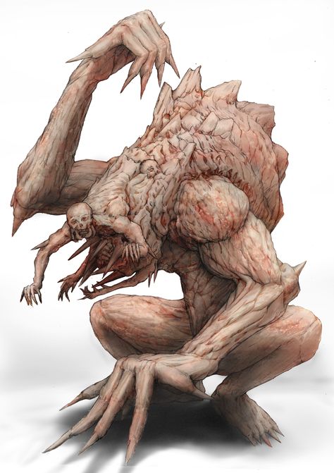 Mutated Human Art, Flesh Golem Art, Amalgamation Monster, Uncanny Monster, Flesh Monster Art, Fantasy Monster Concept Art, Sludge Monster, Fantasy Monster Art, Monster Poses