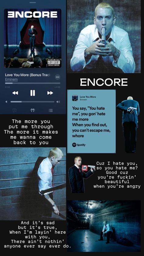 Eminem. Encore (Love You More) Cool Eminem Wallpapers, Old School Rap Aesthetic, Eminem M&m, Eminem Albums, Eminem Poster, Eminem Memes, Marshall Eminem, 90s Rappers Aesthetic, Eminem Funny