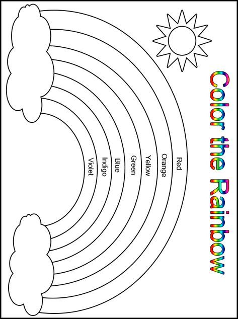 Help your child learn colors with this fun and interactive worksheet. They can color the rainbow in any way they like, and then use the provided stickers to add their own unique touch. #kindergarten #coloring #worksheet #rainbow Projects For Kindergarteners Learning, Kindergarten Ela Worksheets Free Printable, Pk Worksheets Free Printable, Preschool Colouring Printables, Months Of The Year Tracing Worksheet, Worksheets For Age 3, Pre K Coloring Sheets Free Printable, Teaching Numbers Preschool Printables, Preschool Templates Free