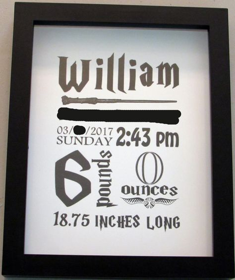 Harry Potter Birth Announcement, Harry Potter Nursery Art, Harry Potter Themed Baby Room, Minimalist Harry Potter Nursery, Simple Harry Potter Nursery, Harry Potter Shadow Box Ideas, Harry Potter Frame, Harry Potter Nursery Ideas, Hogwarts Nursery