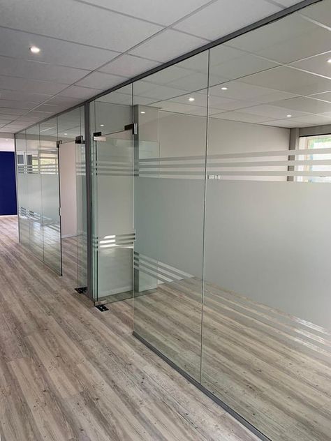 Glass Partition Designs For Office, Glass Office Cabin Designs, Glass Partition Designs Office, Glass Reception, Office Glass Partition, Office Partition Design, Modern Office Partitions, Glass Office Doors, Glass Film Design