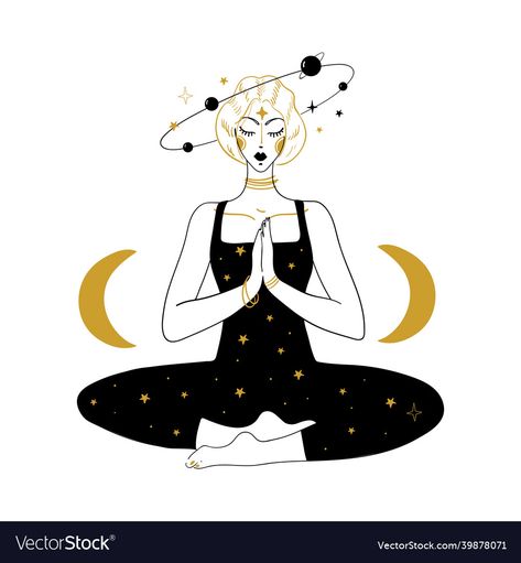 Spirituality, Meditating Woman, Boho Vector, Vector Tattoo, Mind Relaxation, Background Download, Relaxation, White Background, Illustrator