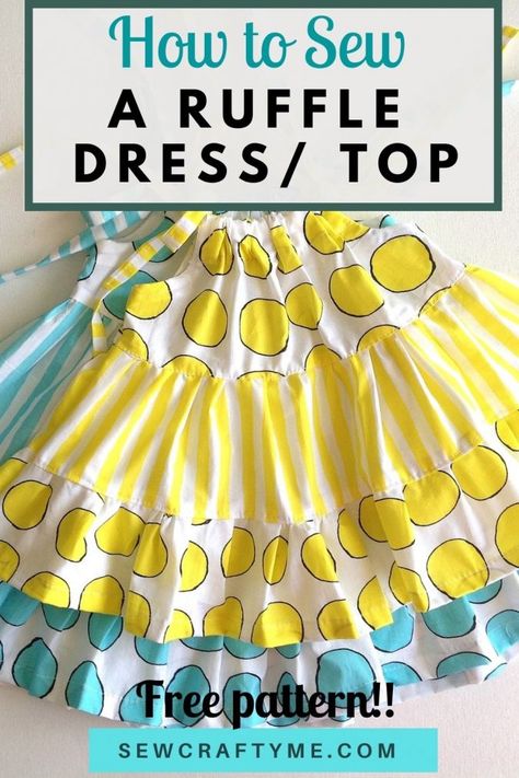 Use this girl’s dress sewing pattern to sew a ruffly and flowy dress or top in fun colors to make it a must-have for your little girl’s wardrobe. This sewing project for a ruffle dress is easy to whip up as they have no buttons or zippers. So, come on, get started with this ruffle dress sewing tutorial and make an amazing girl’s dress. Couture, Bow Top Dress, Bow Sewing Pattern, How To Sew A Ruffle, Ruffle Pants Pattern, Ruffle Top Pattern, Dress Top Pattern, Bow Sewing, Toddler Sewing Patterns