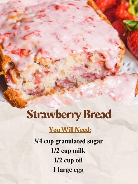 Paula Deen kitchen | Strawberry Bread - Don't Lose This | Facebook Strawberry Bread Recipe, Garden Strawberries, Strawberry Bread Recipes, Strawberry Bread, Strawberry Glaze, Fruit Bread, Savory Cakes, Bread Ingredients, Jell O