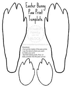 #Free Printable Easter Bunny Paw Prints Template: Front and Back Paws #stencil #footprint #trail #tracks #rabbit Bunny Paw Prints, Rabbit Paws, Easter Bunny Footprints, Printable Easter Activities, Bunny Paws, Easter Arts And Crafts, Bunny Tattoos, Mad Hatter Party, Printable Ideas