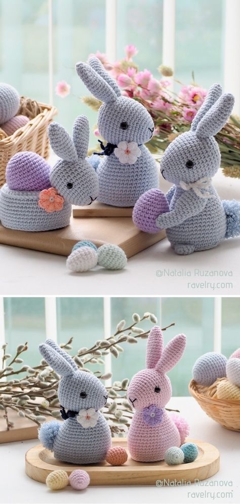 Easter Decor Crochet, Amigurumi Easter Bunny, Crocheted Easter Bunny, Easter Amigurumi Crochet, Crochet Easter Bunnies, Easter Crochet Patterns Free Bunny, Easter Crochet Free Patterns, Crochet Easter Free Pattern, Toys Crochet Free Pattern