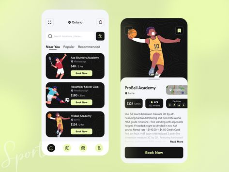 Sports App - Court Booking 🏀 by Sithira Mithmal ✪ Basketball App, Futsal Court, App Home Screen, Card Ui, App Login, Ios Ui, App Home, Booking App, Sport Court