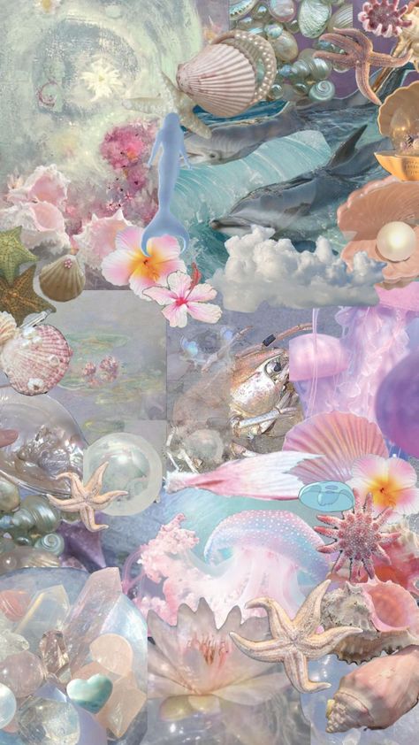 #mermaidcore Mermaid Collage, Mermaid Journal, Mermaid Wallpapers, My Melody Wallpaper, Mermaid Fairy, Mermaid Aesthetic, Mermaid Dreams, Iphone Wallpaper Pattern, Art Wallpaper Iphone