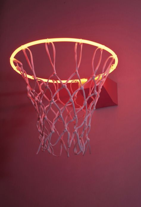 Basketball Aesthetic, Contemporary Art Installation, Wallpaper Seni, Pink Basketball, Instalation Art, Chinese Contemporary Art, Bola Basket, Neon Wall Art, Bedroom Wall Collage