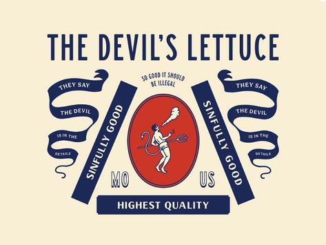 The Devil's Lettuce by Ben Kocinski on Dribbble Graphic Illustrations, Visual Identity, Devils Lettuce, Design Lettering, Learning Design, Badge Design, The Magicians, Lettuce, Graphic Illustration