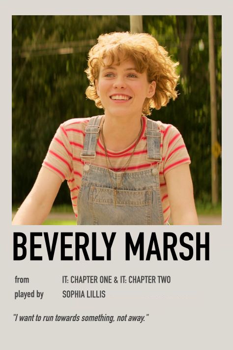 It 2017 Poster, Beverly Marsh Icons, It Beverly Marsh, Character Polaroid Poster, Character Polaroid, Movie Character Posters, Beverly Marsh, Queen Sophia, Sophia Lillis