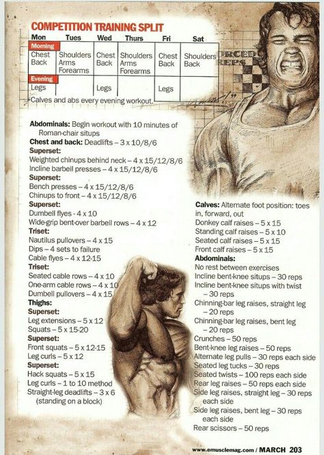 Workout Split Chart Arnold Training, Arnold Schwarzenegger Workout, Body Building Workouts, Arnold Workout, Arnold Schwarzenegger Gym, Arnold Bodybuilding, Bodybuilding Routines, Arnold Schwarzenegger Bodybuilding, Schwarzenegger Bodybuilding