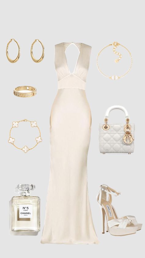 💄💋🥂✨#fashioninspo #dior #chanel #ladydior #gold #whiteparty #vancleef Luxurious Outfits, Evening Dress Outfit, Fashion Illustration Tutorial, Outfit Layout, Dior Fashion, Night Out Dress, Ball Gown Dresses, Formal Dresses Prom