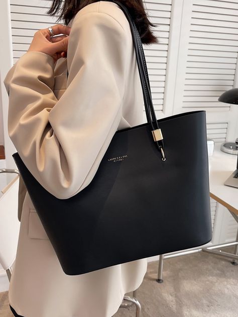 Black Bag For Women, Medium Size Handbags, Fashion Purses Bags And Totes, Elegant Work Bag, Work Tote Bag Outfit, Elegant Bags For Women, Tote Bag Style Outfit, Black Tote Bag Outfit, Black Purses And Handbags