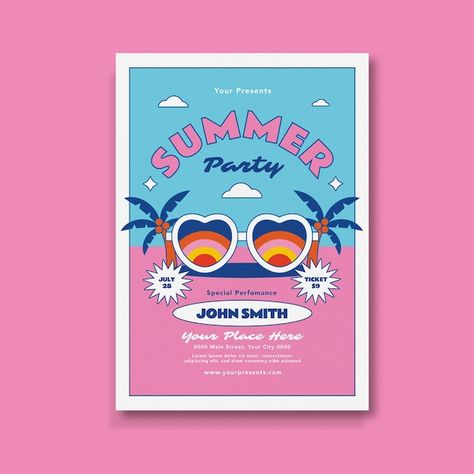 Summer Invitations Template, Beach Party Flyer Design, Summer Party Invitations Template, Summer Party Invite Design, Summer Festival Design, Summer Event Poster, Summer Flyer Design, Beach Party Poster, Summer Invite