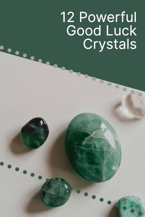 One clear crystal and four green crystals arranged on a white background. Stones For Good Luck, Good Luck Crystals Stones, Good Luck Stones, Good Luck Crystals, Crystals For Good Luck, Luck Crystals, Crystals For Luck, Stone Meanings, Using Crystals