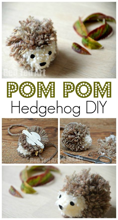 Pompom Hedgehog Diy, Cute Pom Pom Animals, Sheep Pom Pom, Pop Pom Crafts, Pom Pom Animals Diy How To Make, Pompom Animals Tutorials, Beautiful Diy Crafts, Bee Pom Pom, Pom Pom Owl