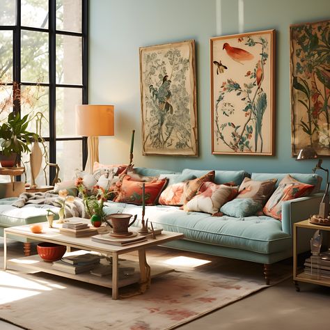 #lounge #style #stylish #anthro #livingroomdesign #living #boho #bohemian #bohemianstyle #unique #oneofakind #modern #comfy #comfystyle #eclectic #couch #artistic #bright #bold #notsubtle Anthropologie Living Room, Whimsical Living Room, Vibrant Living Room, Modern Rustic Living Room, Dream Apartment Decor, Aesthetic Living Room, Eclectic Interior Design, Living Room Design Inspiration, Bright Living Room