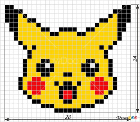 How to Draw Pikachu, Pixel Cartoons Pixel Art Pikachu, Pikachu Hama Beads, Pikachu Beads, Pikachu Pixel, Pikachu Cross Stitch Pattern, Pixel Art Animals, Pikachu Cross Stitch, Draw Pikachu, Pixel Pokemon