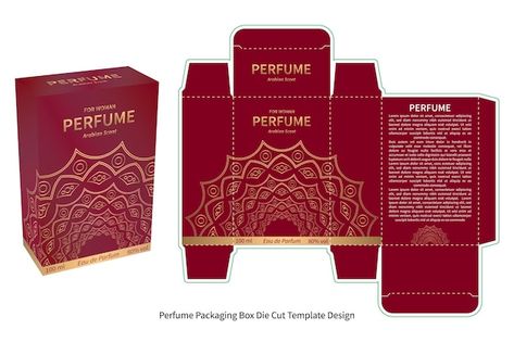 Vector perfume packaging box die cut tem... | Premium Vector #Freepik #vector #carton-design #box #perfume-box #cardboard-mockup Die Cut Box Packaging, Perfume Box Design Packaging, Perfume Packaging Design Boxes, Perfume Box Design, Box Perfume, Die Cut Boxes, Carton Design, Wireframe Design, Perfume Box