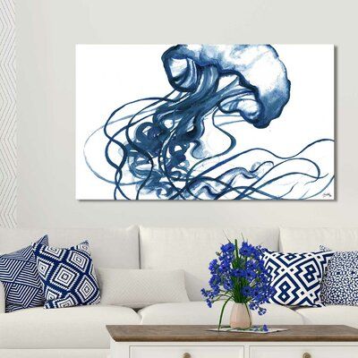 Jelly Fish Painting, Jellyfish Wall Art, Marine Life Art, Blue Art Painting, Jellyfish Painting, Wall Art Ocean, Simple Canvas Paintings, Painting Canvases, Canvas Painting Designs