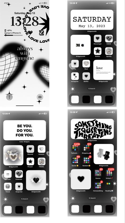 Something White Aesthetic, User Name Ideas For Discord, How To Decorate Your Phone, Home Screen Ideas Iphone Aesthetic, Home Screen Ideas Black, Iphone Wallpaper Widget Ideas, Black And White Iphone Layout, Phone Inspiration Home Screen, Layout Iphone Homescreen Ideas