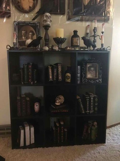 Halloween Shelf, Horror Room, Gothic Decor Bedroom, Gothic Room, Dark Home Decor, Goth Home Decor, Dreamy Room, Dream Room Inspiration, Room Makeover Inspiration