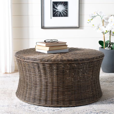 Create an inviting, bohemian atmosphere with this wicker ottoman from SAFAVIEH. The wicker features naturally varied dark-brown colors that pair easily with a range of decor styles. Wicker Ottoman, Coffee Table Brown, Wicker Coffee Table, Drum Coffee Table, Rattan Coffee Table, Cocktail Ottoman, Round Ottoman, Ottoman Coffee Table, Ottoman Table