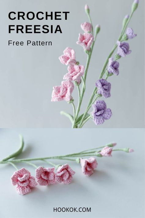 Small Flowers Crochet, Crochet Toys Free Patterns Easy, Wisteria Crochet Pattern, Crochet Flower Bouquet Free Pattern, Crochet Succulents, Crocheting Flowers, Motif Kait, Crochet Plants, Crochet Garden