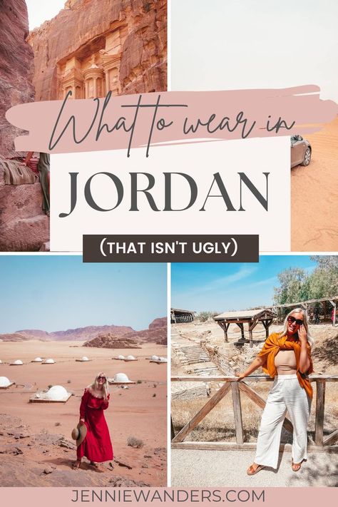 What to Wear in Jordan What To Wear In Middle East, Jordan Petra Outfit Women, What To Wear In Petra Jordan, Jordan Fashion Women, Middle East Tourist Outfit, Middle East Dress Woman, Jordan Vacation Outfits, Jordan Country Outfits, Middle East Women Fashion