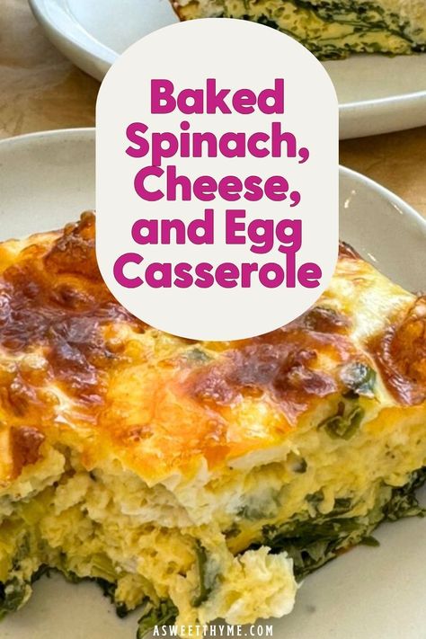 Elevate your breakfast or brunch with our irresistible Baked Spinach, Cheese, and Egg Casserole Recipe. This hearty dish is a delightful way to begin your day, loaded with nutritious spinach, melty cheese, and baked eggs. Spinach Tomato Feta Egg Bake, Lorraine, Baked Eggs And Spinach, Spinach Egg Cheese Casserole, Baked Egg Dishes Breakfast, Egg Baked Casserole, Healthy Breakfast Egg Bake, Spinach And Egg Skillet With Cheese, Spinach Feta Breakfast Casserole