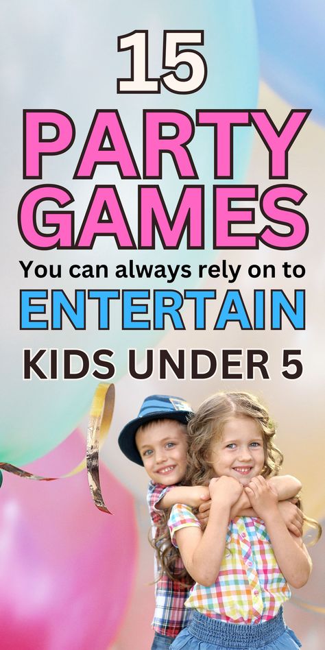 This is a roundup of the best birthday party games for kids under five to enjoy playing a their birthday party or a friend's birthday celebration. These games are short, non-competitive, easy to understand and super engaging. Hosting kids' birthday parties for kids under 5 can be quite hard work, especially keeping them entertained throughout the party, so some well chosen party games will help keep the party lots of fun. I've included classics like Simon Says. Kids party planning Outside Games For Birthday Parties, Preschool Birthday Party Games, Bday Party Games Kids, Party Competition Games, Fun Games To Play At Birthday Parties, Fun Things To Do At Birthday Parties, Inside Birthday Party Games, 5 Year Birthday Party Games, 6 Year Birthday Party Games