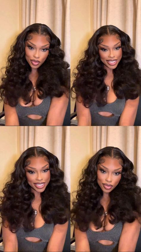 Hairstyle For Senior Pictures, 12 Inch Body Wave Wig, Middle Part With Big Curls, Lace Front Wigs For Graduation, 16 Inch Bob Wig For Black Women, Black Girls Hairstyles Graduation, Flip Curls Black Women, Graduation Wig Hairstyles With Cap, Black Women Graduation Hairstyles
