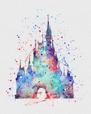 Need a fun break? Try adding a little watercolor magic to your world! Chateau Disney, Watercolor Disney, 디즈니 캐릭터, Images Disney, Art Aquarelle, Seni Cat Air, Cinderella Castle, Art Disney, Pinturas Disney