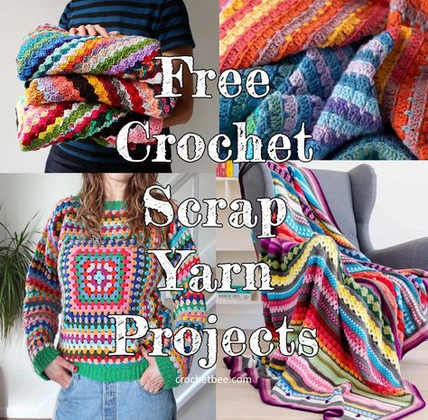 Free Crochet Scrap Yarn Projects - Crochet Bee Scrap Yarn Crochet Free Patterns, Crochet Scrap Yarn Projects, Scrap Yarn Crochet Projects, Yarn Crochet Projects, Scrap Yarn Projects, Crochet Scrap Yarn, Leftover Yarn Project, Yarn Projects Crochet, Prayer Shawl Patterns