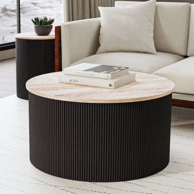 Elevate your living room with the Serena storage coffee table featuring a solid mango wood tabletop and rattan ribbing along the side. Each piece is hand-finished, showcasing the natural character and beauty of rattan, all while adding subtle texture. The hidden storage adds functionality to your space with a lightweight veneer base. A perfect centerpiece for your modern living area, complete the look by pairing it with our matching Serena storage side table. | Indigo Road by Egypt Sherrod x Eas Egypt Sherrod, Modern Living Area, Coffee Table Arrangements, Modern Centerpieces, Storage Coffee Table, Black Coffee Tables, Unique Coffee Table, Nesting Coffee Tables, Solid Wood Coffee Table